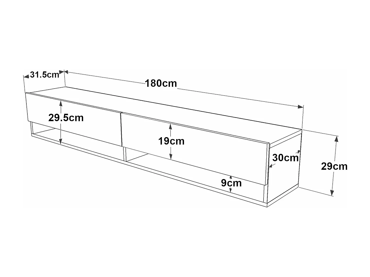Meuble TV à 2 beige 180 x 31.5 x 29.5 cm 03_0007776