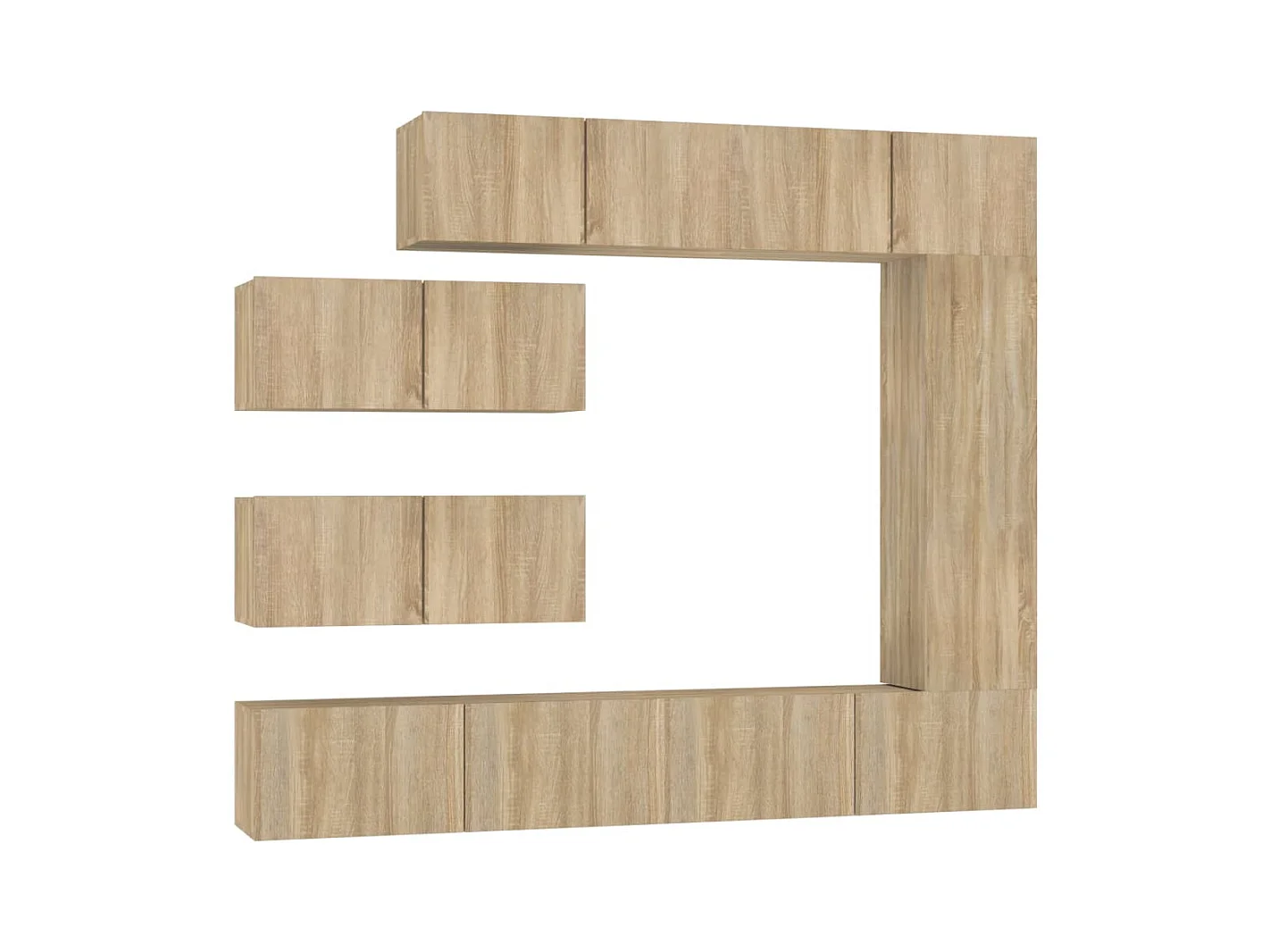 Set di mobili mobile credenza TV televisione soggiorno camera da letto soggiorno 7 pezzi rovere Sonoma multistrato marrone 02_0025208