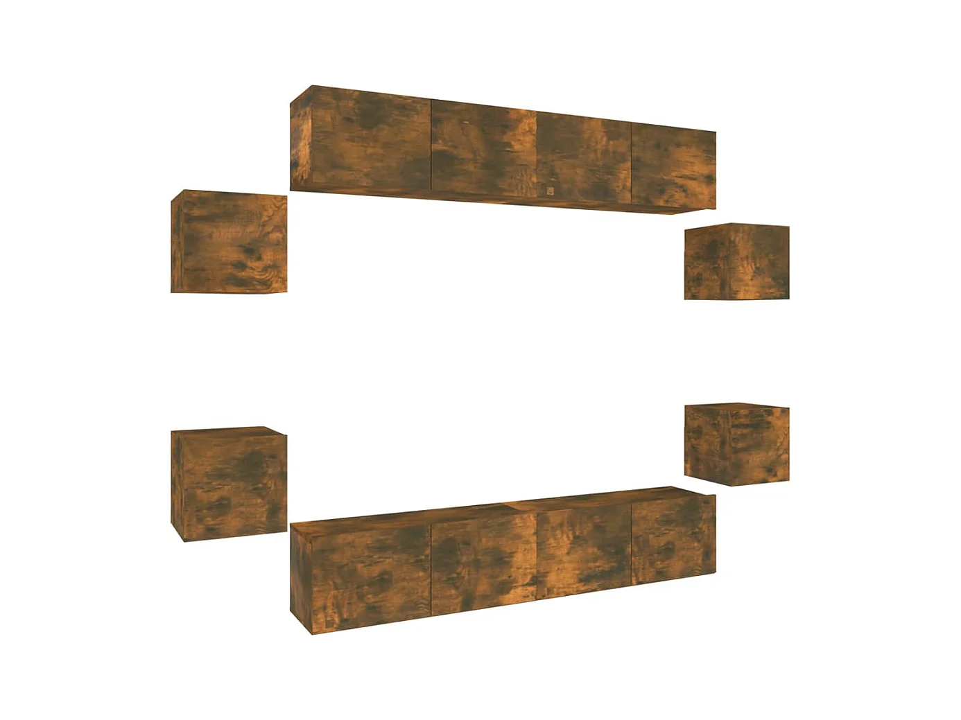 Set di mobili mobile credenza TV televisione soggiorno camera da letto soggiorno 8 pezzi rovere affumicato multistrato marrone 02_0025291