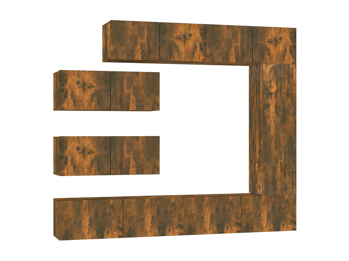 Conjunto de muebles mueble aparador TV televisión salón dormitorio salón 7 piezas roble ahumado madera de ingeniería marrón 02_0025195