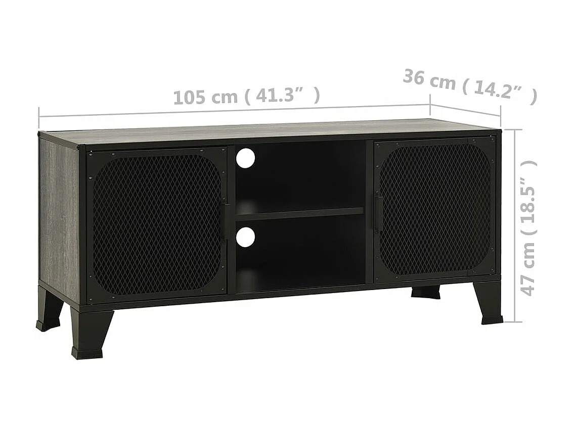 Meuble TV multimédia étagère métal grise 105 x 36 x 47 cm 02_0025695