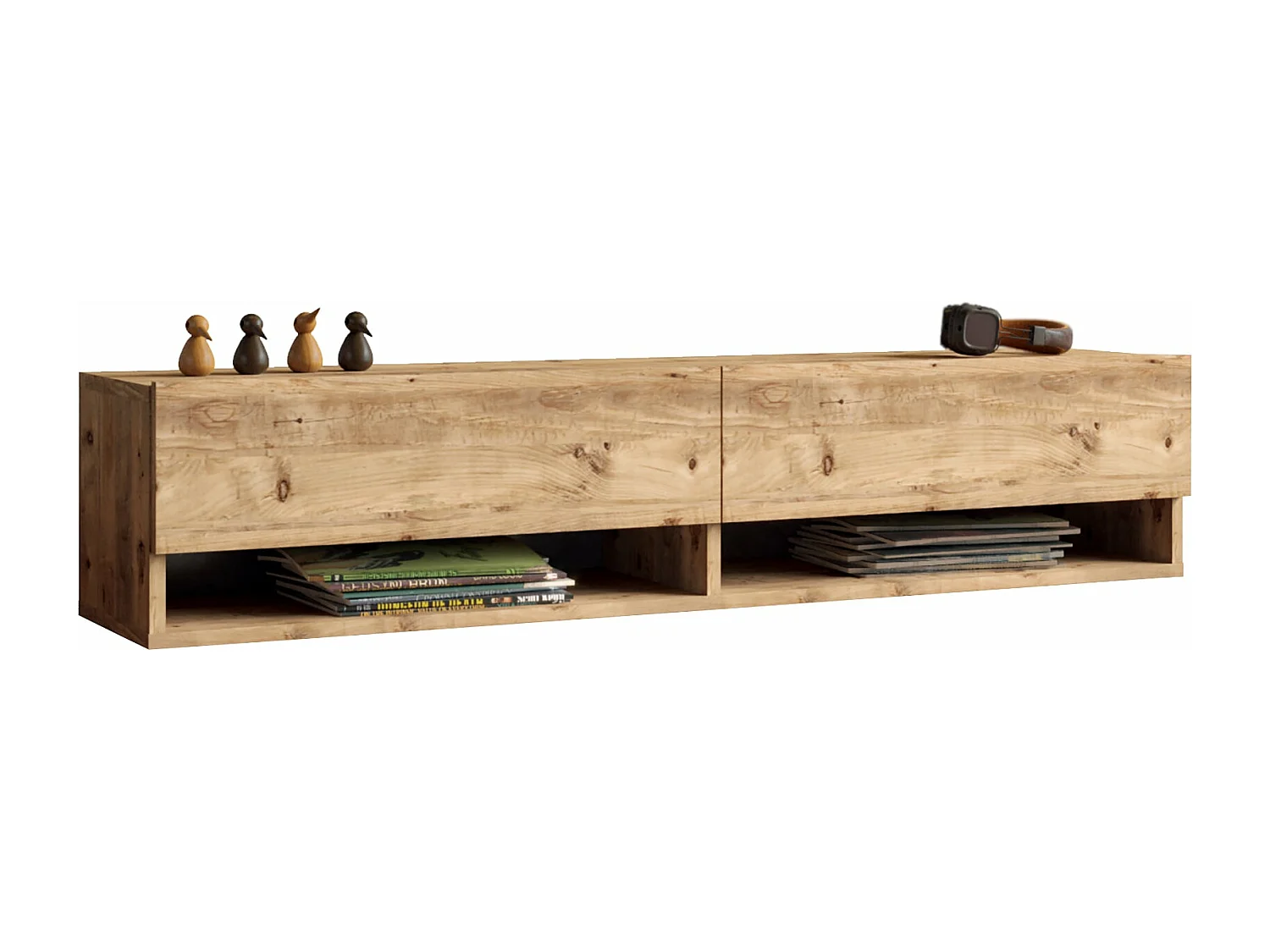 Mueble TV con 2 puertas 295 x 140 x 315 cm efecto roble rústico 03_0007766