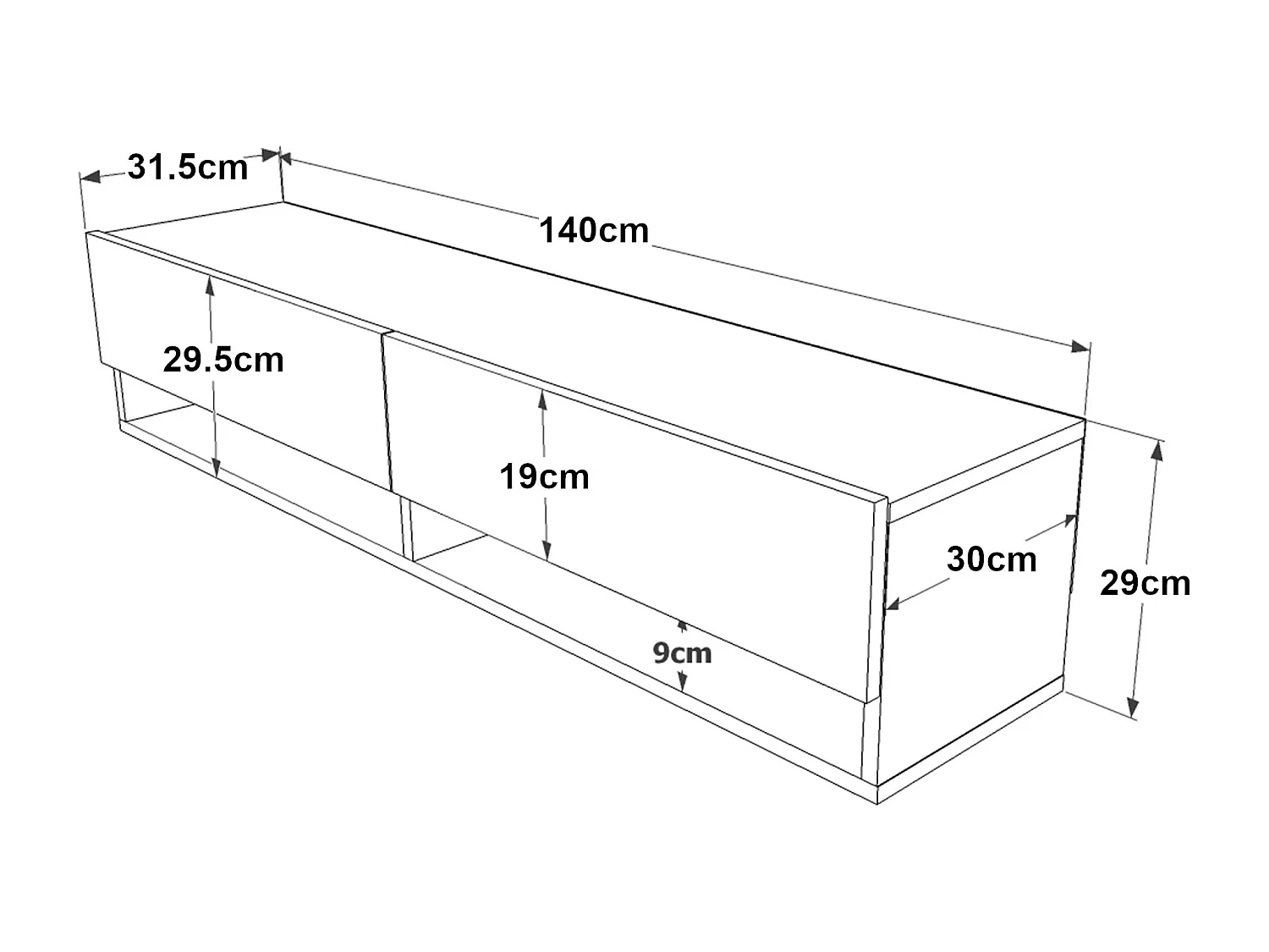 Mueble TV con 2 puertas 295 x 140 x 315 cm efecto roble rústico 03_0007766