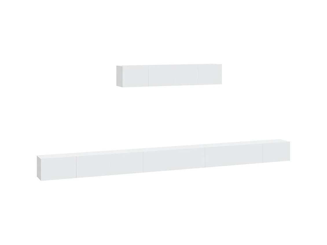 Set di mobili mobile credenza TV televisione soggiorno camera da letto soggiorno 6 pezzi pannelli in MDF bianco 02_0025000