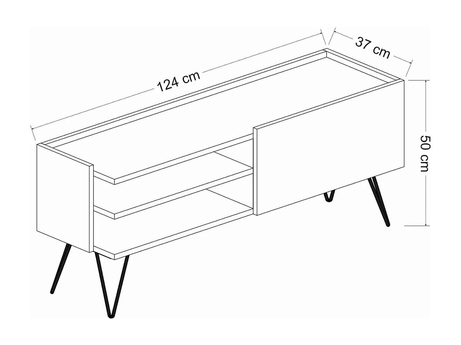 Mueble TV con puerta 50 x 124 x 37 cm negro / imitación madera 03_0007751