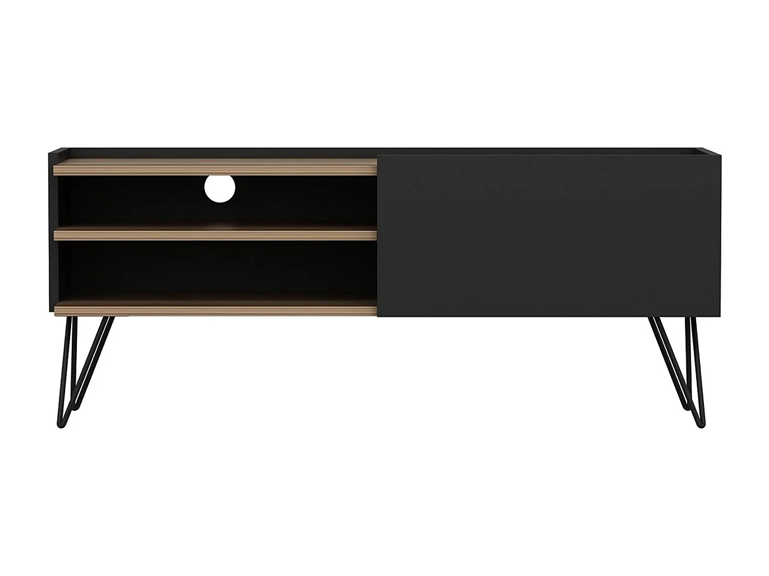 Mueble TV con puerta 50 x 124 x 37 cm negro / imitación madera 03_0007751