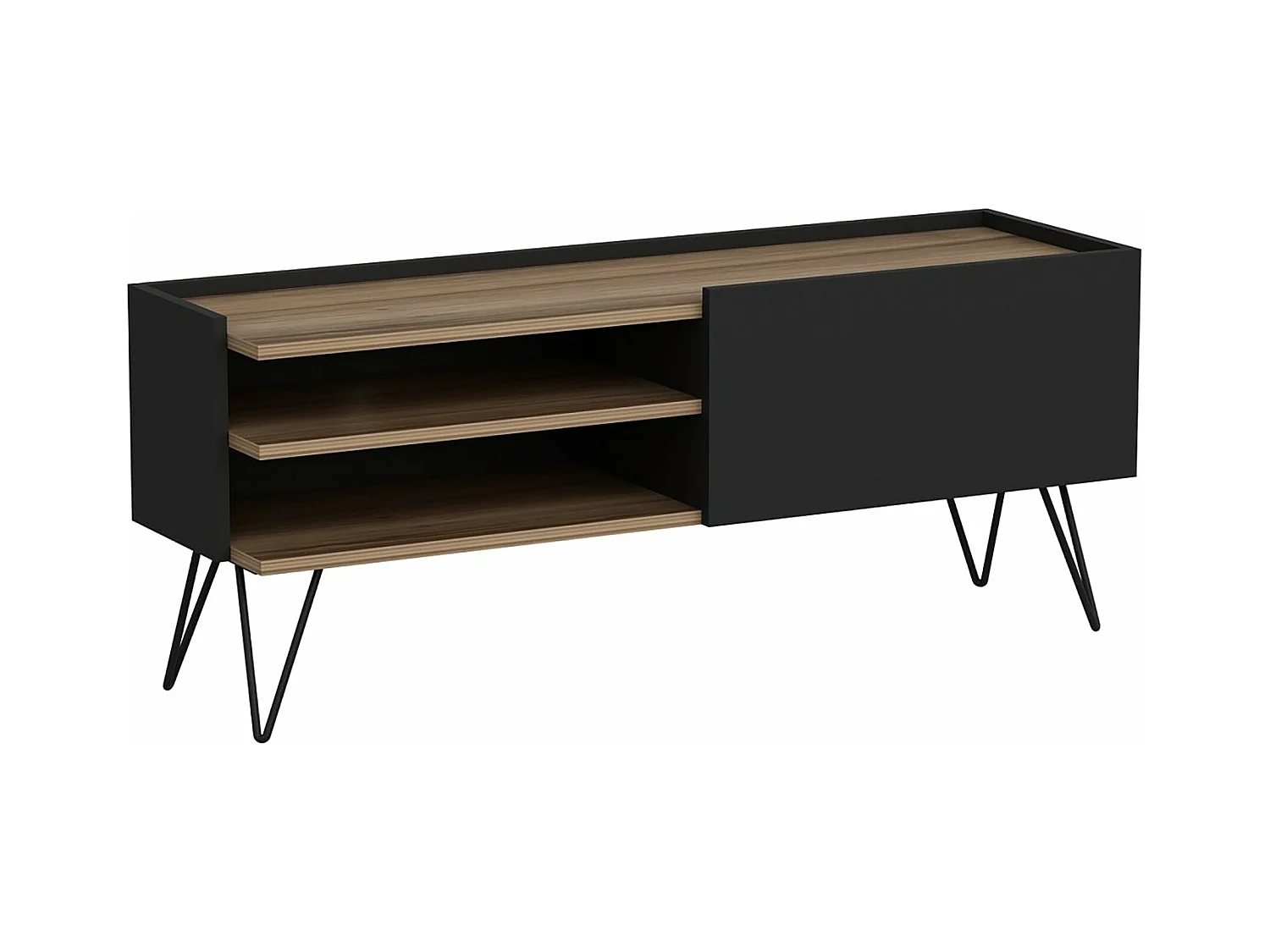 Meuble TV à porte bois marron 124 x 37 x 50 cm 03_0007751