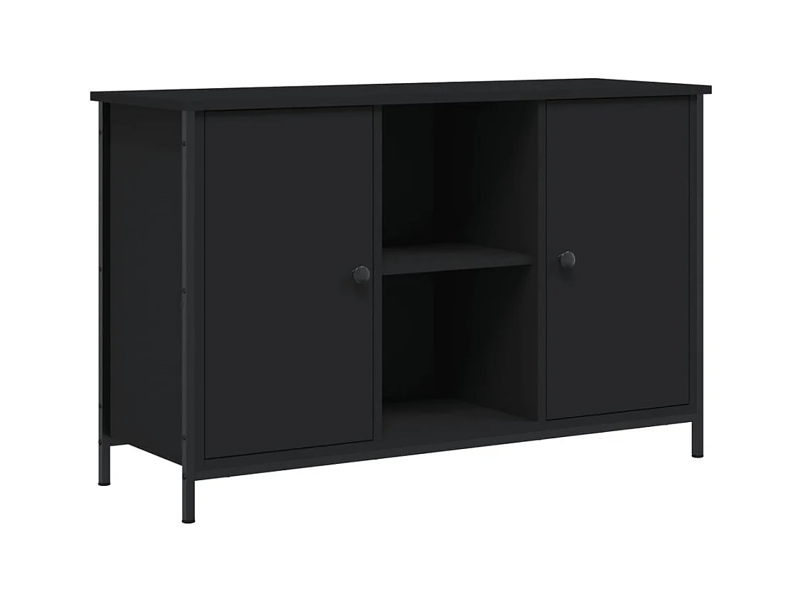 Mueble TV multimedia estantería para televisión buffet para televisión comedor salón dormitorio 100 x 35 x 65 cm madera contrachapada negra 02_0025521