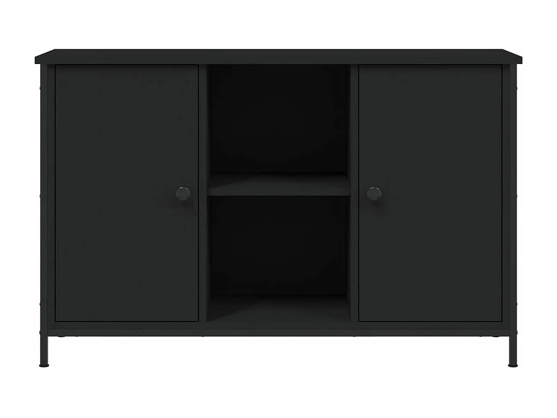 Mueble TV multimedia estantería para televisión buffet para televisión comedor salón dormitorio 100 x 35 x 65 cm madera contrachapada negra 02_0025521