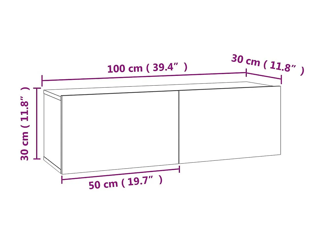 Meuble TV multimédia étagère bois marron 100 x 30 x 30 cm 02_0025433