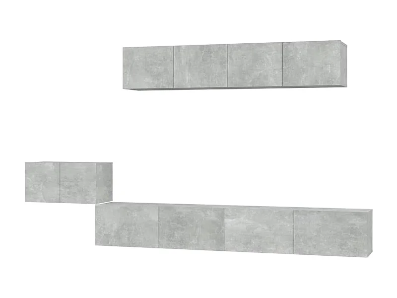 Conjunto de muebles mueble aparador TV televisión salón dormitorio salón 5 piezas gris madera contrachapada 02_0024882