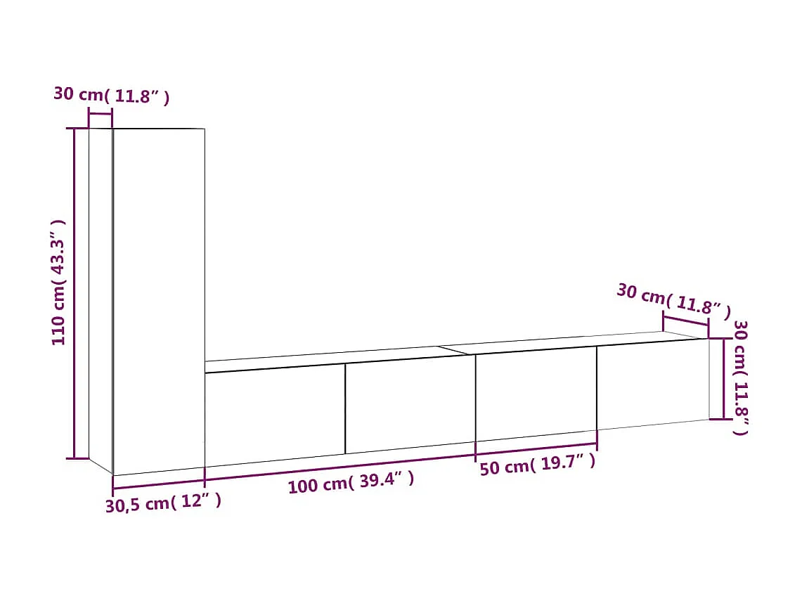 Set di mobili credenza credenza TV televisione soggiorno camera da letto soggiorno 3 pezzi rovere Sonoma multistrato marrone 02_0024613
