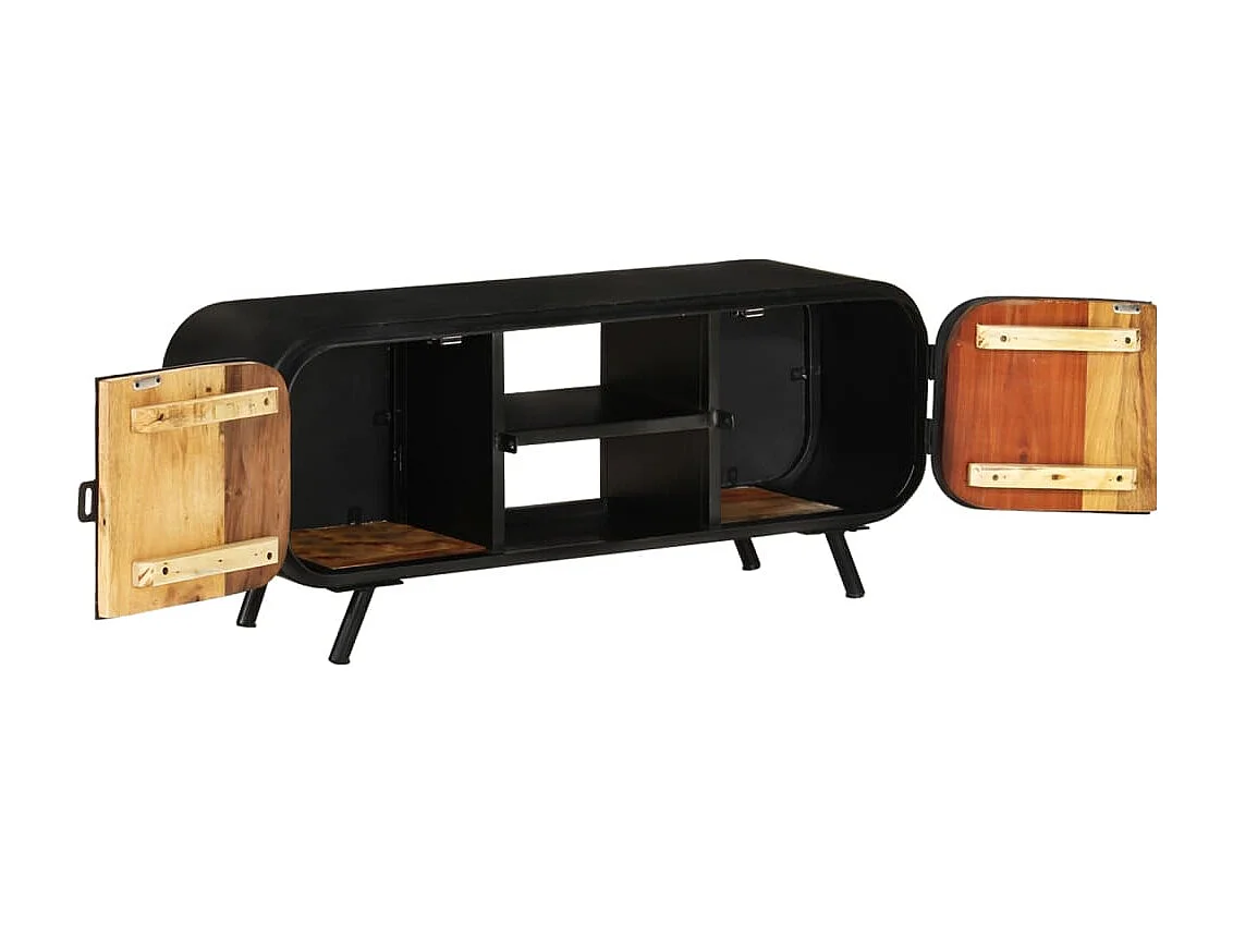 Meuble TV multimédia étagère bois marron 110 x 30 x 45 cm 02_0025745