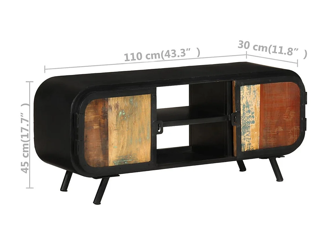 Meuble TV multimédia étagère bois marron 110 x 30 x 45 cm 02_0025745