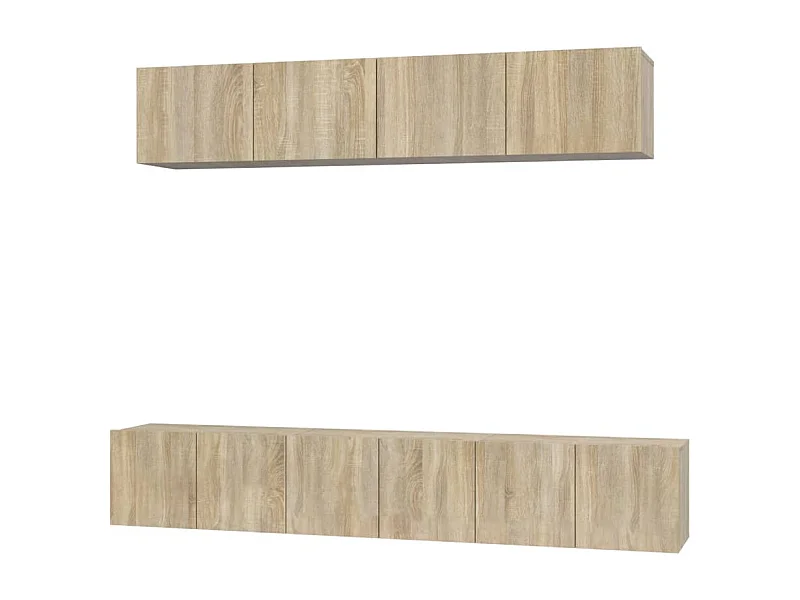 Conjunto de muebles mueble aparador TV televisión salón dormitorio salón 5 piezas roble sonoma madera contrachapada marrón 02_0024966