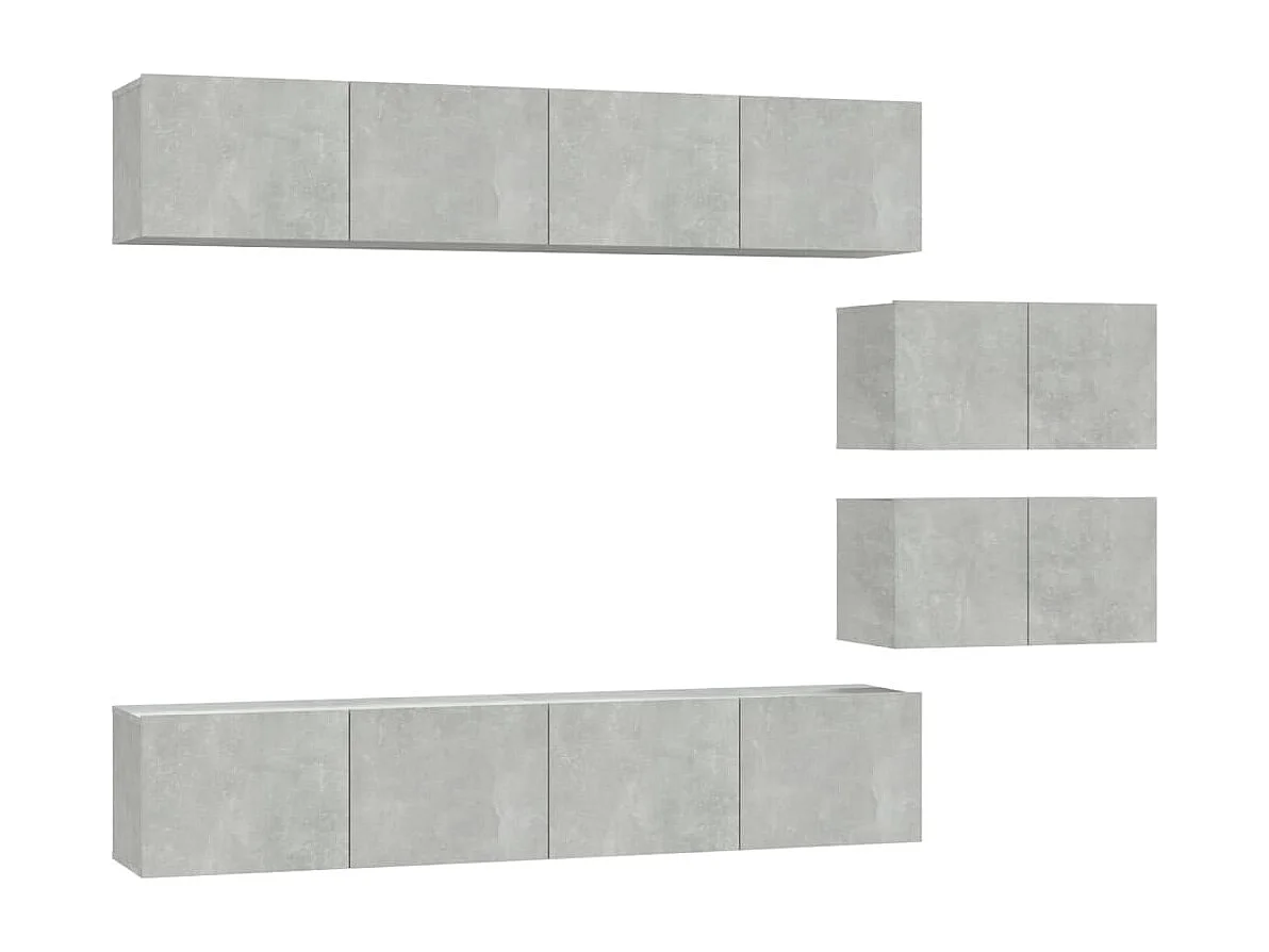 Set di mobili mobile credenza TV televisione soggiorno camera da letto soggiorno 6 pezzi in derivati ​​del legno grigio 02_0025044