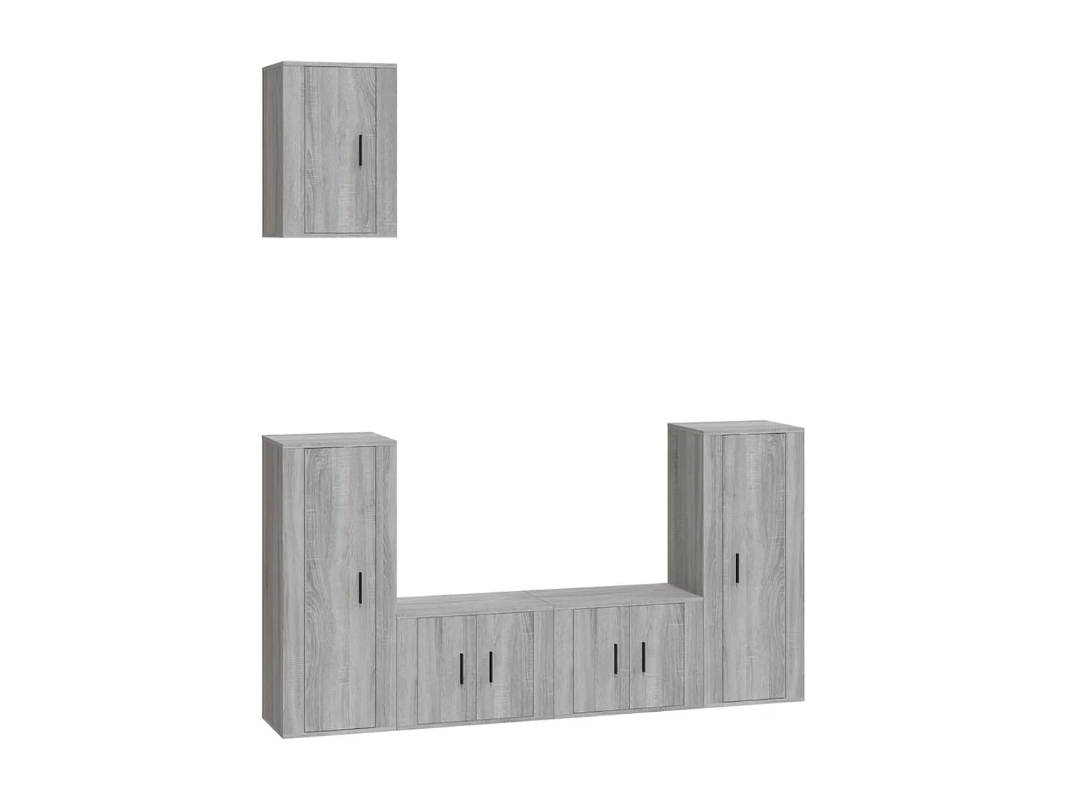 Conjunto de móveis armário buffet TV televisão sala de estar quarto sala de estar 5 peças sonoma madeira projetada cinza 02_0024991