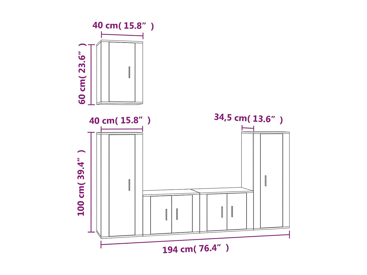 Ensemble de meubles armoire bois blanc 57 x 34.5 x 40 cm 02_0024923