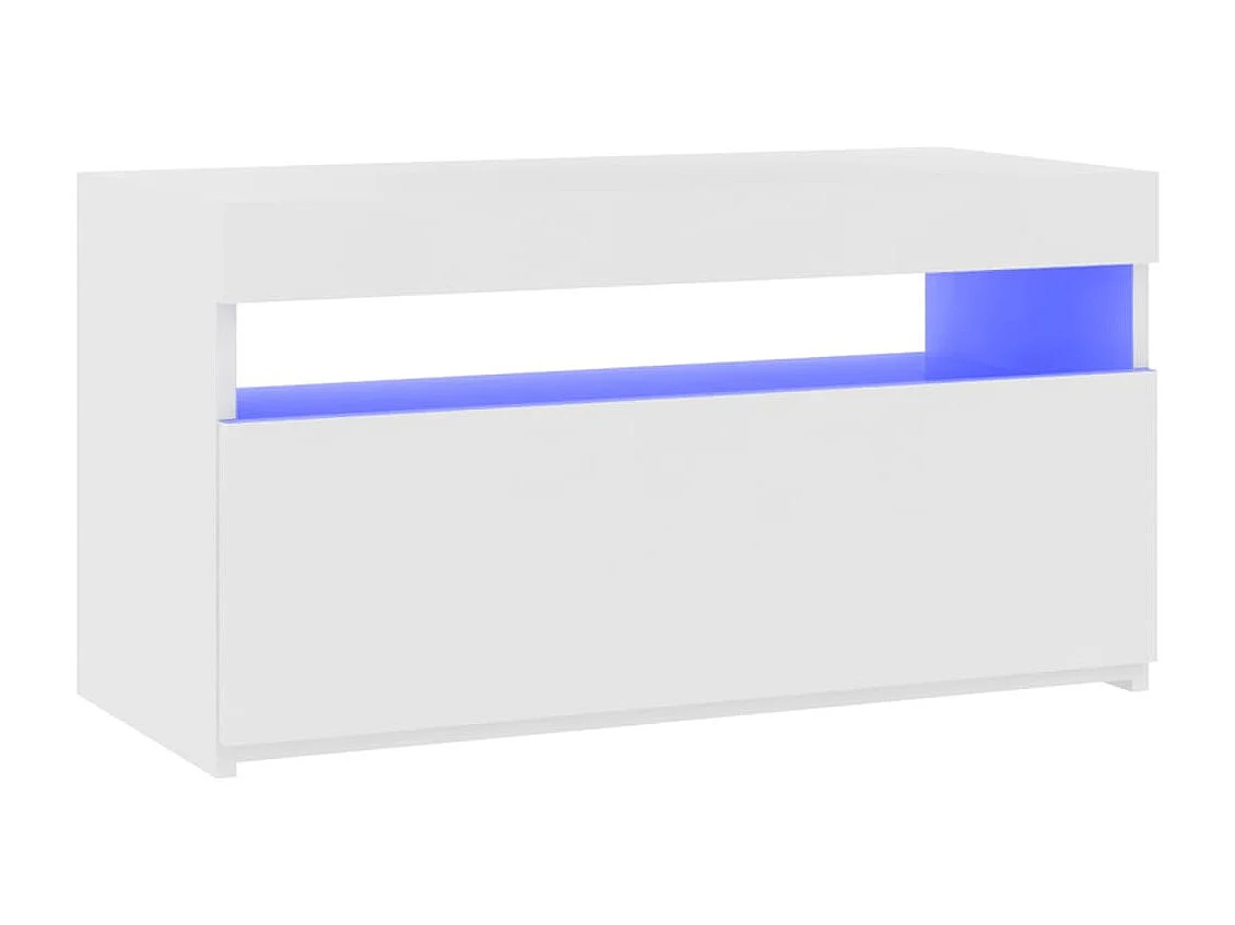 Móvel de TV multimídia Prateleira de TV televisão buffet sala de jantar sala de estar quarto com luzes LED brilhantes 75 x 35 x 40 cm branco 02_0026658