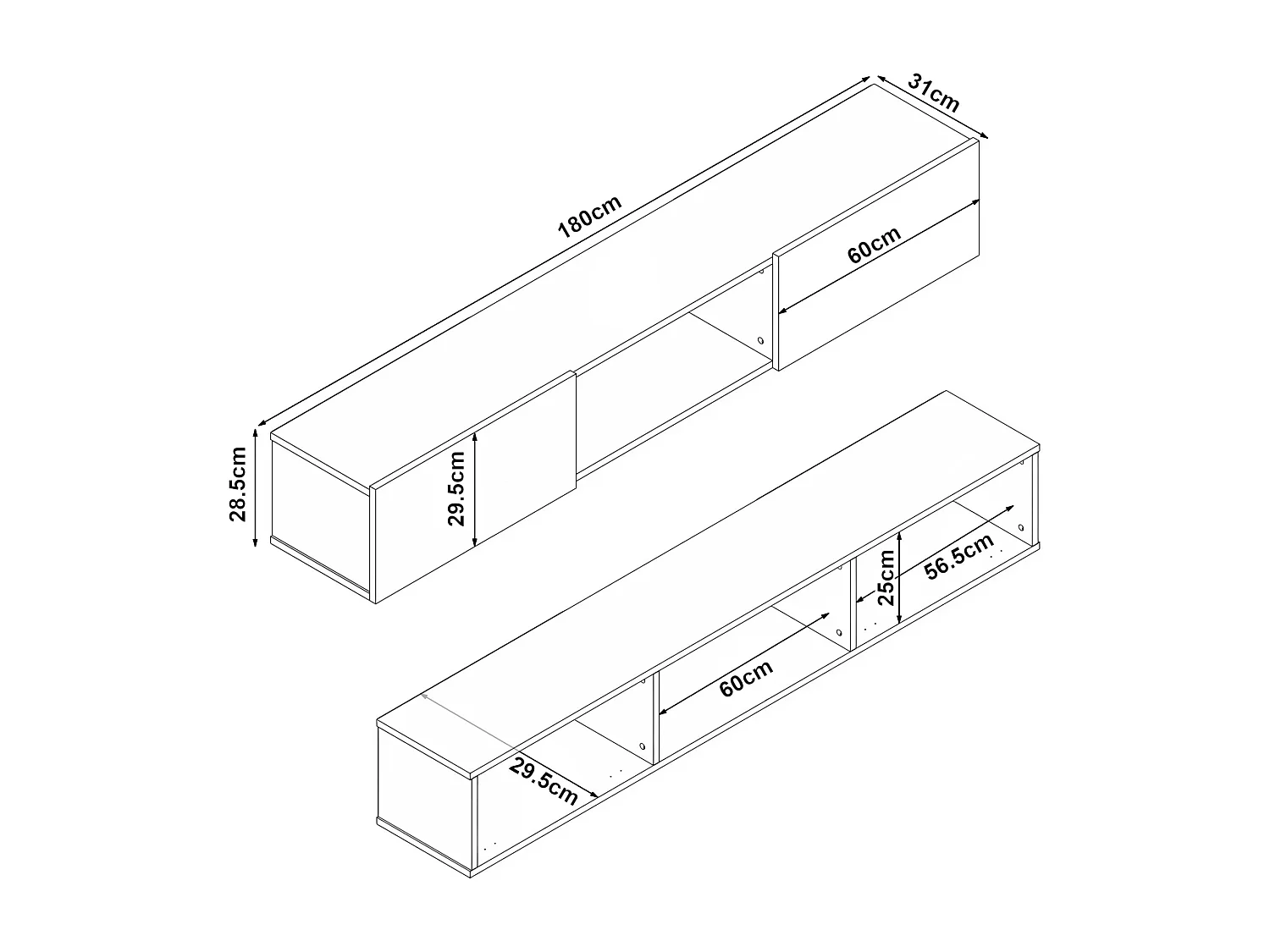 Mobile TV 180 x 31 x 295 cm bianco 03_0007810