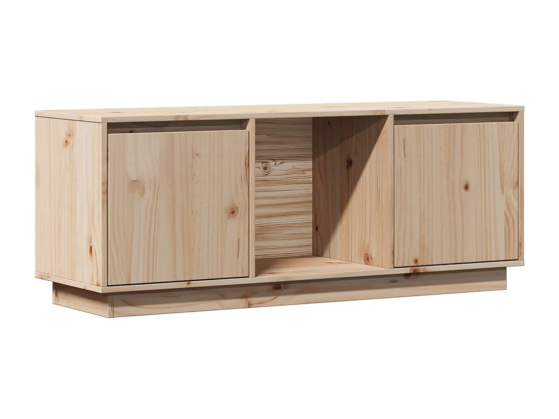 Meuble TV multimédia étagère bois marron 110.5 x 35 x 44 cm 02_0025776