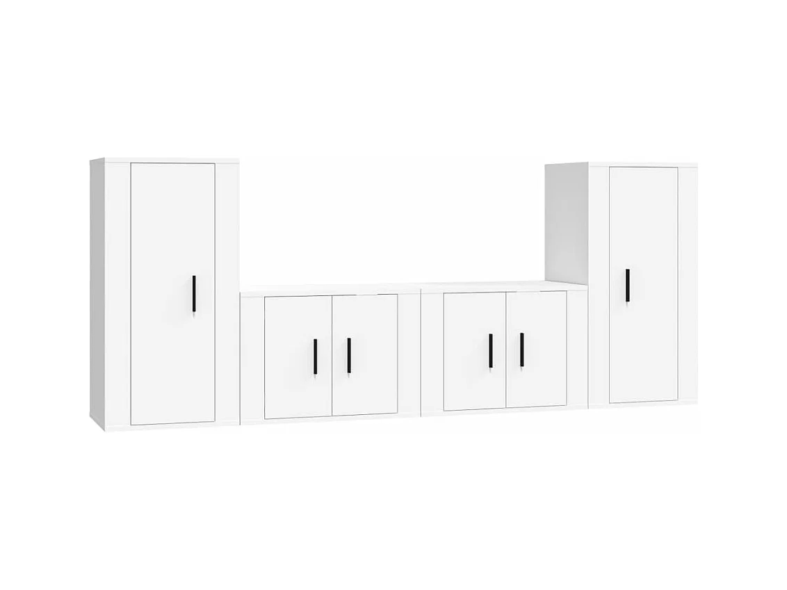 Set di mobili mobile credenza TV televisione soggiorno camera da letto soggiorno 4 pezzi pannelli in MDF bianco 02_0024654