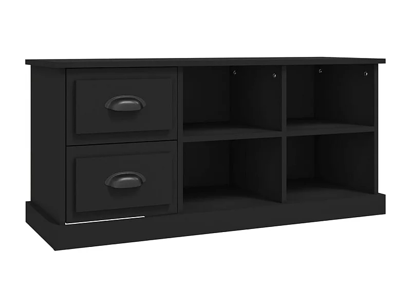 Mueble TV multimedia estantería para televisión buffet para televisión comedor salón dormitorio 102 x 35,5 x 47,5 cm madera contrachapada negra 02_0025581