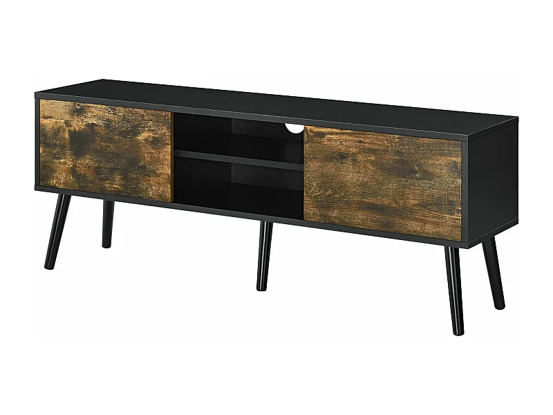 Porta TV Porta TV 120 cm gambe in legno rivestimento in PVC nero legno scuro 03_0005865