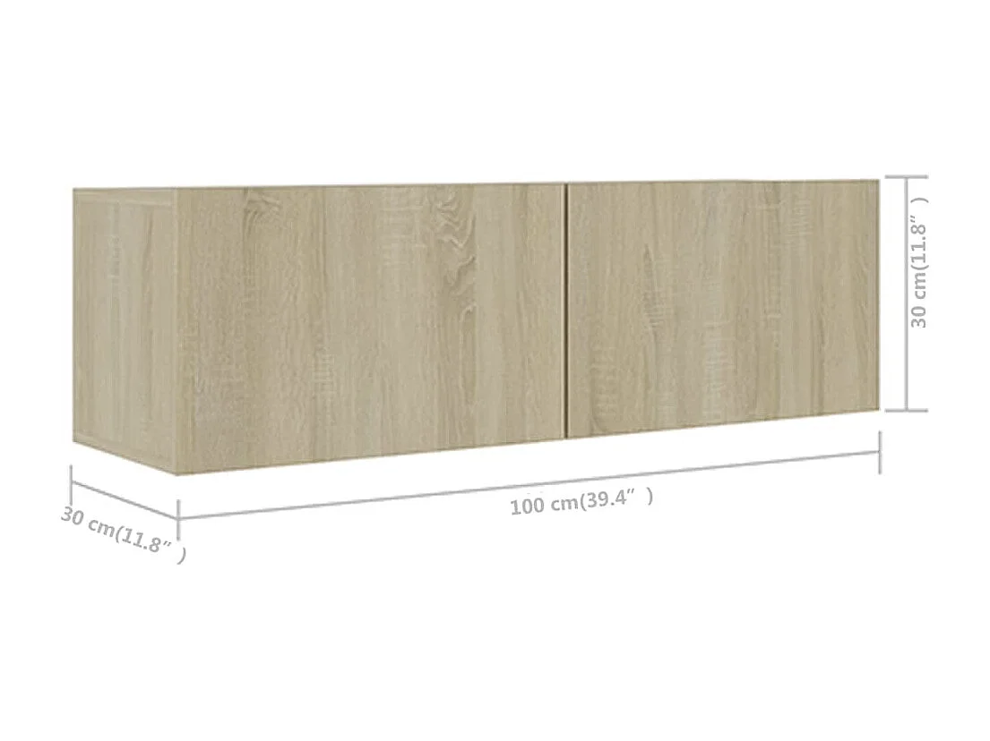 Set di mobili mobile credenza TV televisione soggiorno camera da letto soggiorno 3 pezzi rovere Sonoma multistrato marrone 02_0024614