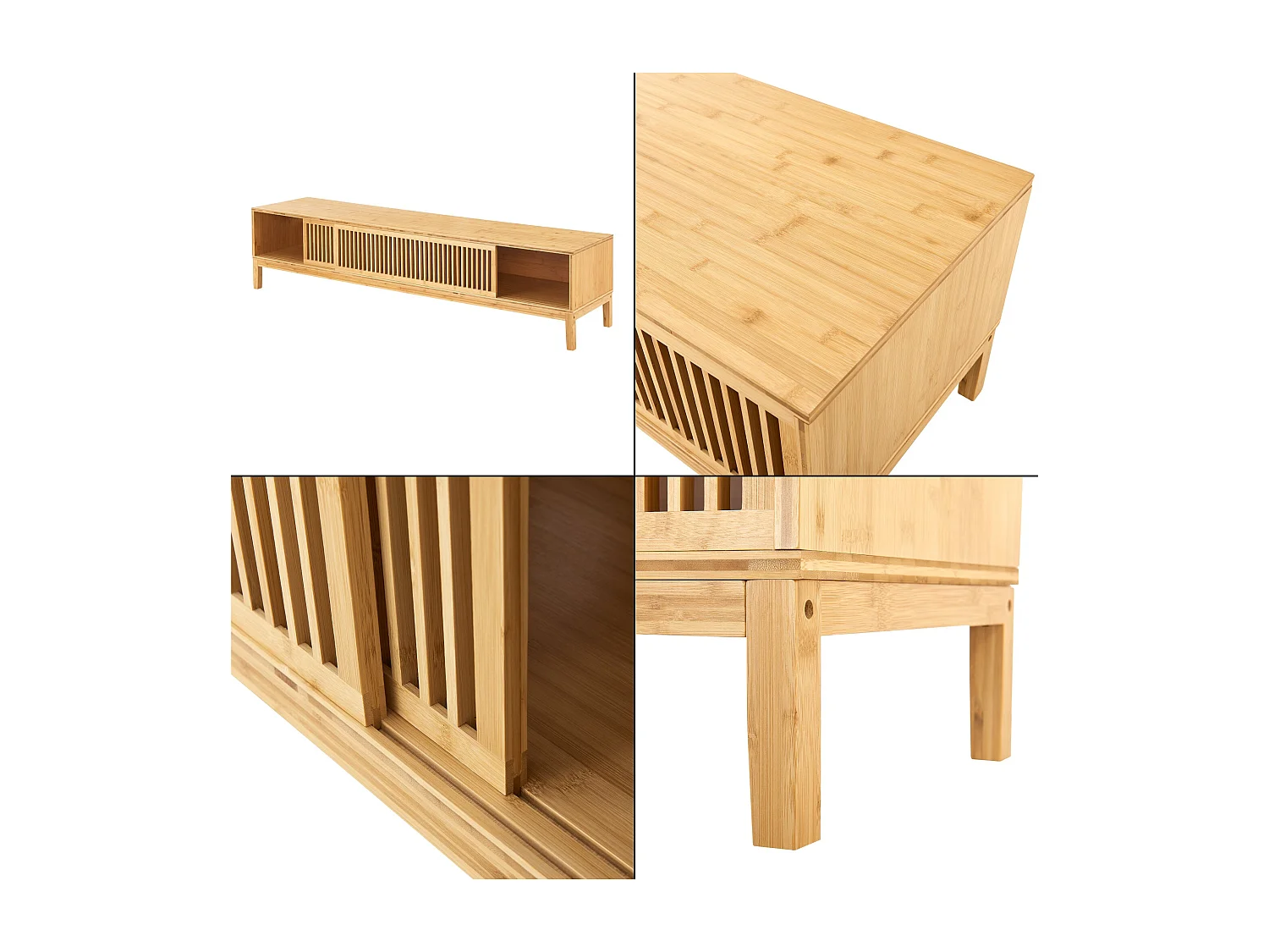 Móvel de TV em bambu 160 x 40 x 38 cm natural 03_0007873