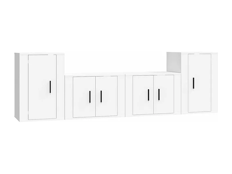 Conjunto de muebles mueble aparador TV televisión salón dormitorio salón 4 piezas blanco madera contrachapada 02_0024675