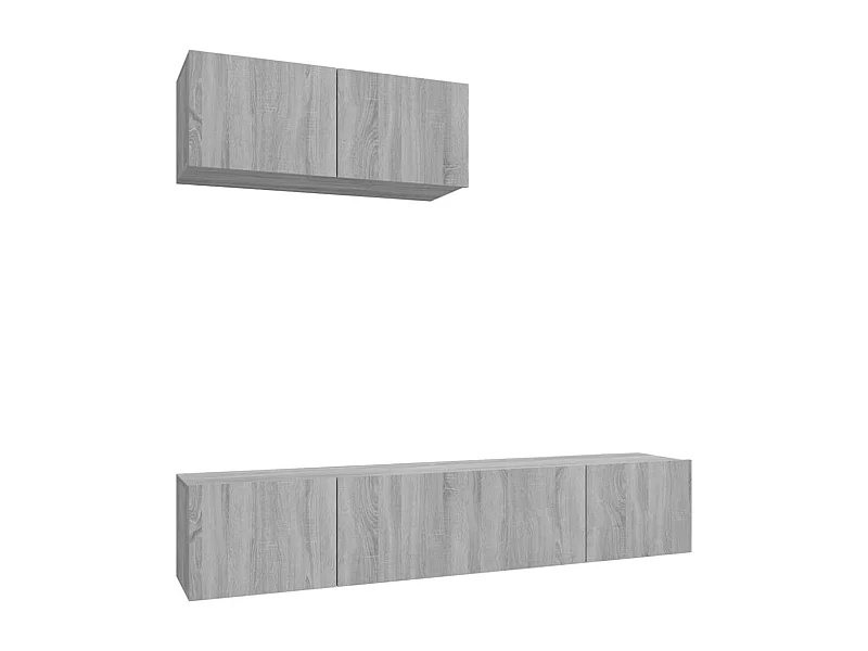 Conjunto de muebles mueble buffet TV televisión salón dormitorio salón 3 piezas sonoma madera contrachapada gris 02_0024633