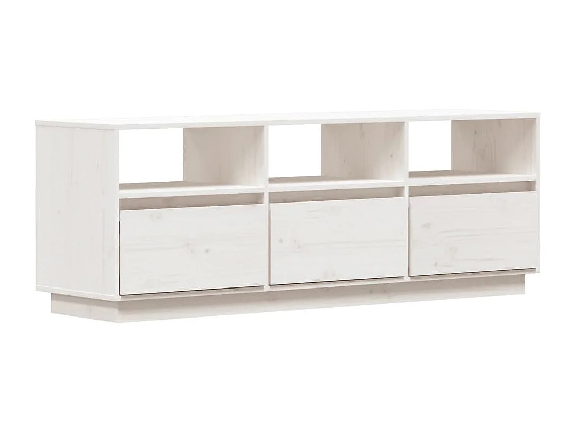 Mobile TV multimediale scaffale per televisione televisore buffet sala da pranzo soggiorno camera da letto 140 x 37 x 50 cm legno massello di pino bianco 02_0025929