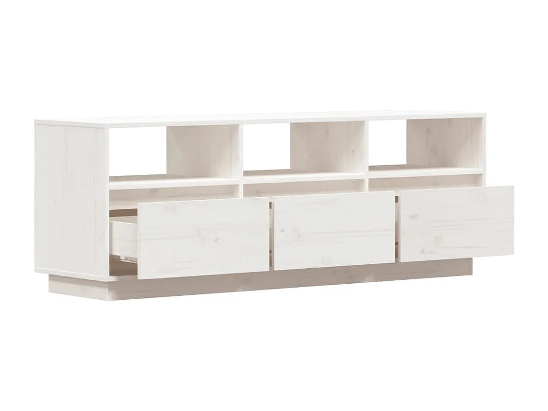 Móvel de TV multimídia prateleira de televisão televisão buffet sala de jantar sala de estar quarto 140 x 37 x 50 cm madeira maciça de pinho branco 02_0025929