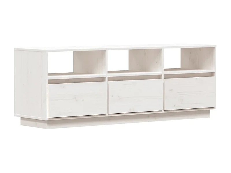 Móvel de TV multimídia prateleira de televisão televisão buffet sala de jantar sala de estar quarto 140 x 37 x 50 cm madeira maciça de pinho branco 02_0025929