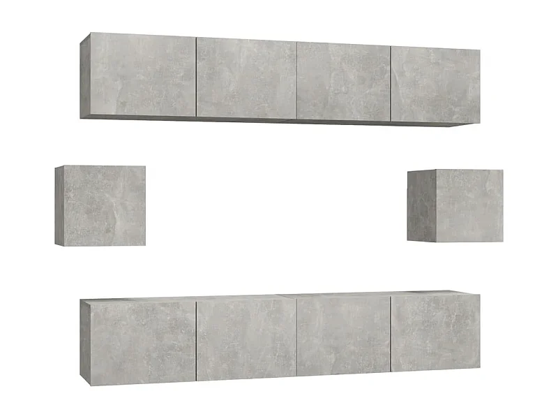 Conjunto de muebles mueble aparador TV televisión salón dormitorio salón 6 piezas gris madera contrachapada 02_0025032