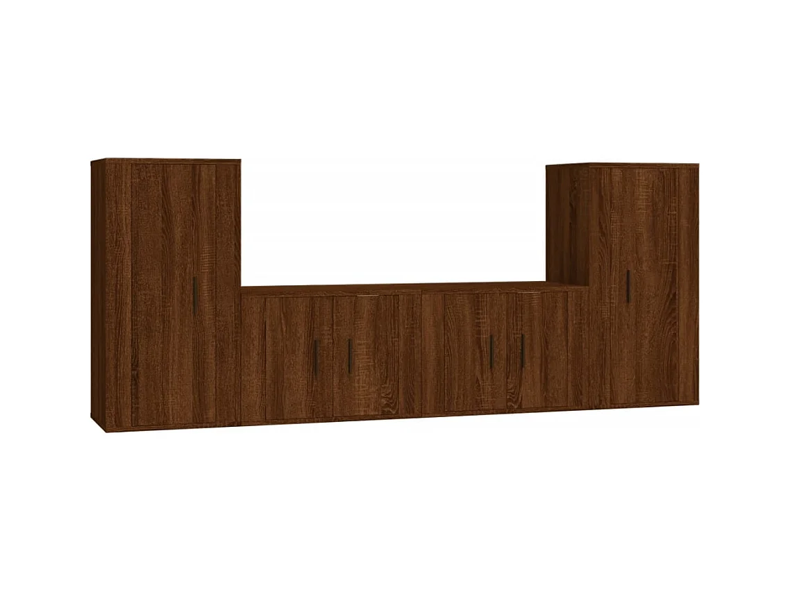 Conjunto de muebles mueble aparador TV televisión salón dormitorio salón 4 piezas madera contrachapada de roble marrón 02_0024780