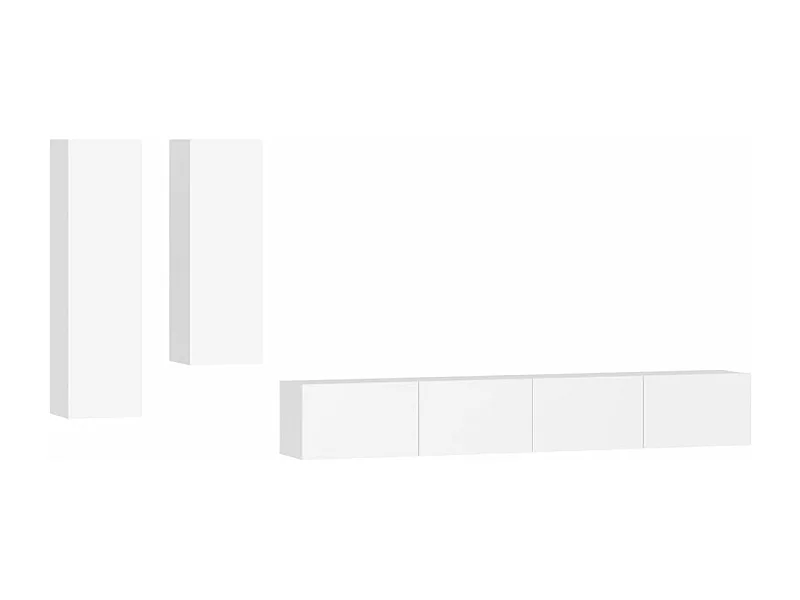 Conjunto de móveis armário aparador tv televisão sala quarto sala 4 peças madeira projetada branca 02_0024669