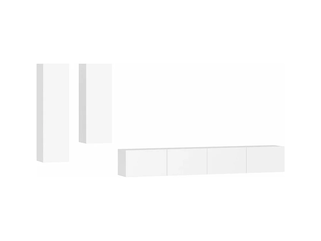 Set di mobili mobile credenza TV televisione soggiorno camera da letto soggiorno 4 pezzi pannelli in MDF bianco 02_0024669
