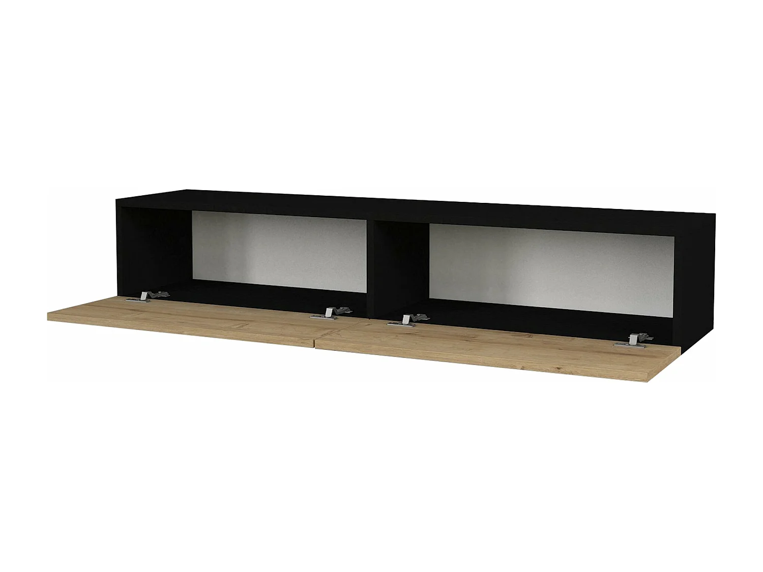 Mueble de TV 135 x 31 x 25 cm efecto negro y roble 03_0007869