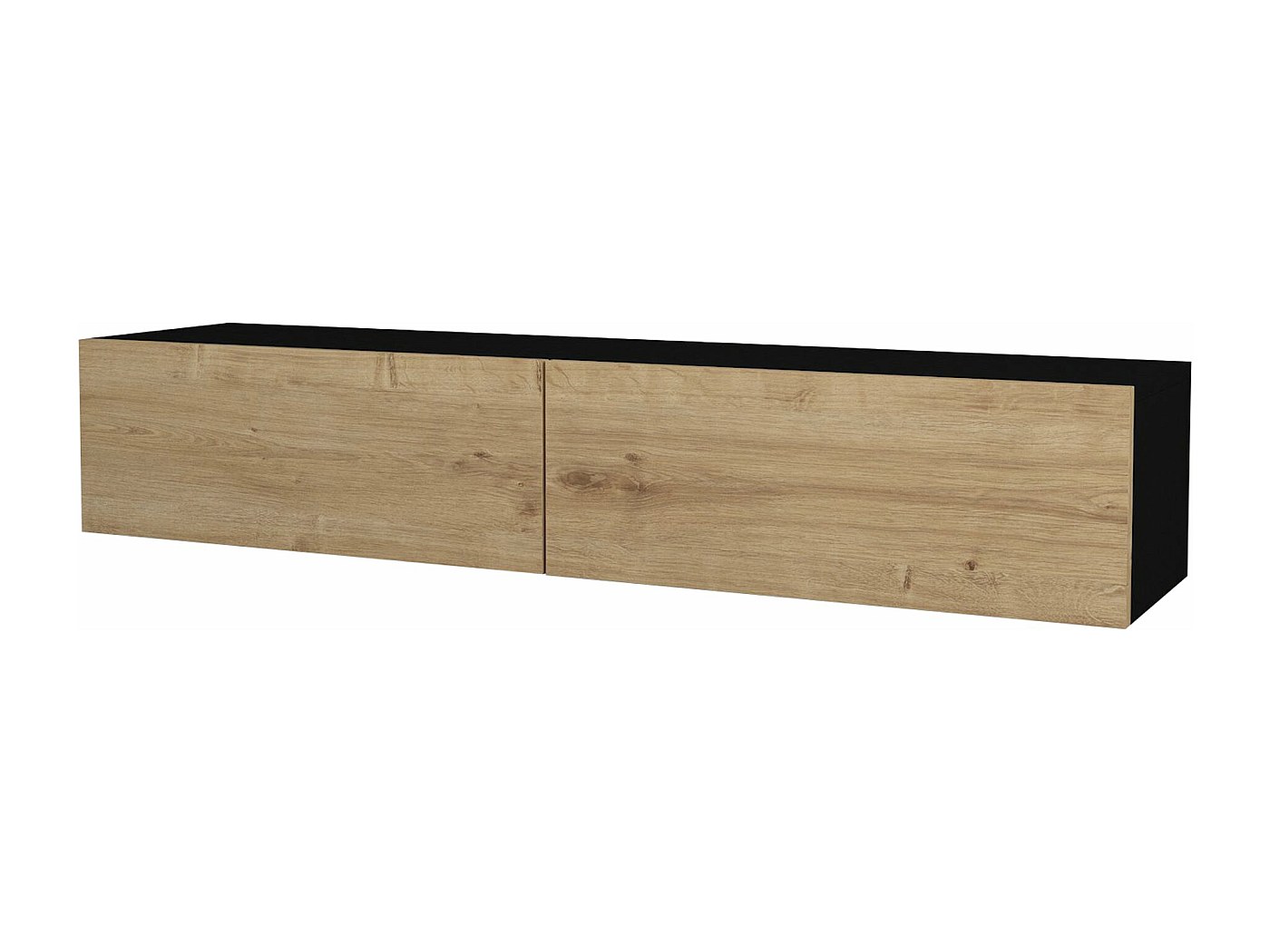 Mobile TV Focus 135 Cm In Stile Scandinavo: Gambe In Legno, Ante E Ripiani, Rovere Dorato E Bianco, Per Soggiorno E Sala Da Pranzo