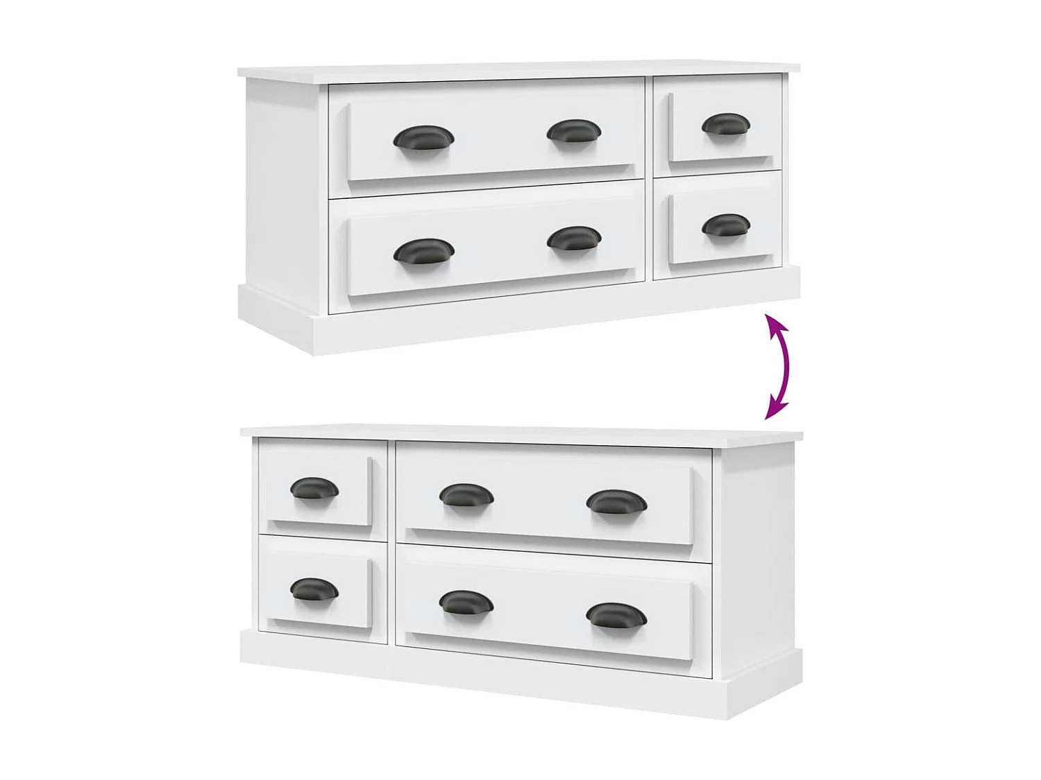 Mueble TV multimedia estantería para televisión buffet para televisión comedor salón dormitorio 100 x 35,5 x 45 cm madera contrachapada blanco 02_0025522