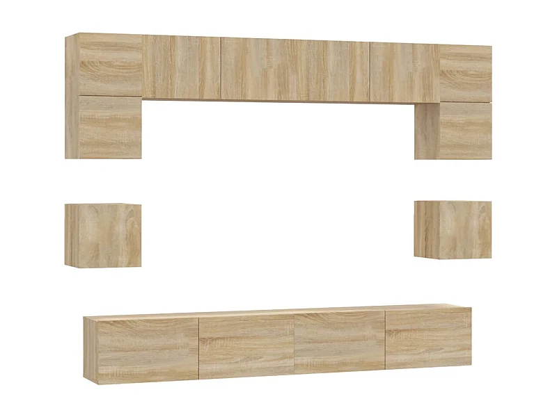 Set di mobili mobile credenza TV televisione soggiorno camera da letto soggiorno 8 pezzi rovere Sonoma multistrato marrone 02_0025317