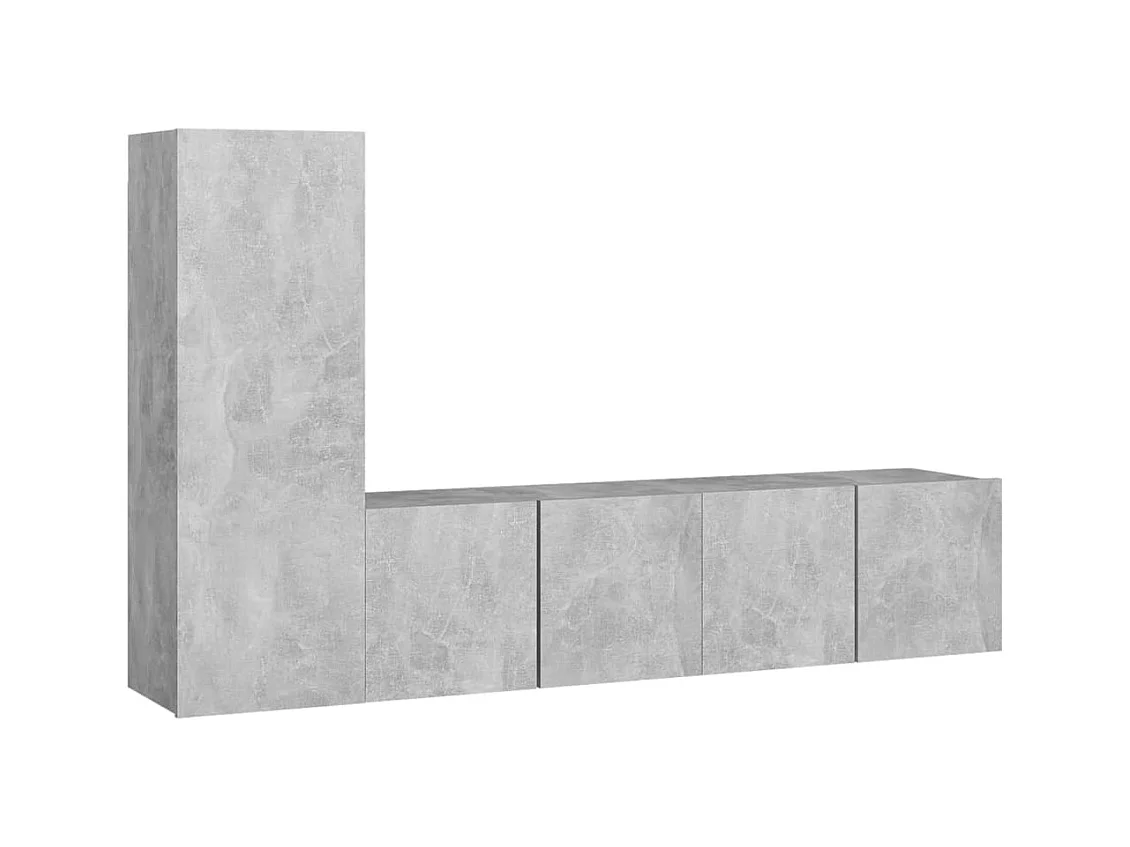 Set di mobili mobile credenza TV televisione soggiorno camera da letto soggiorno 3 pezzi derivati ​​del legno grigio 02_0024497