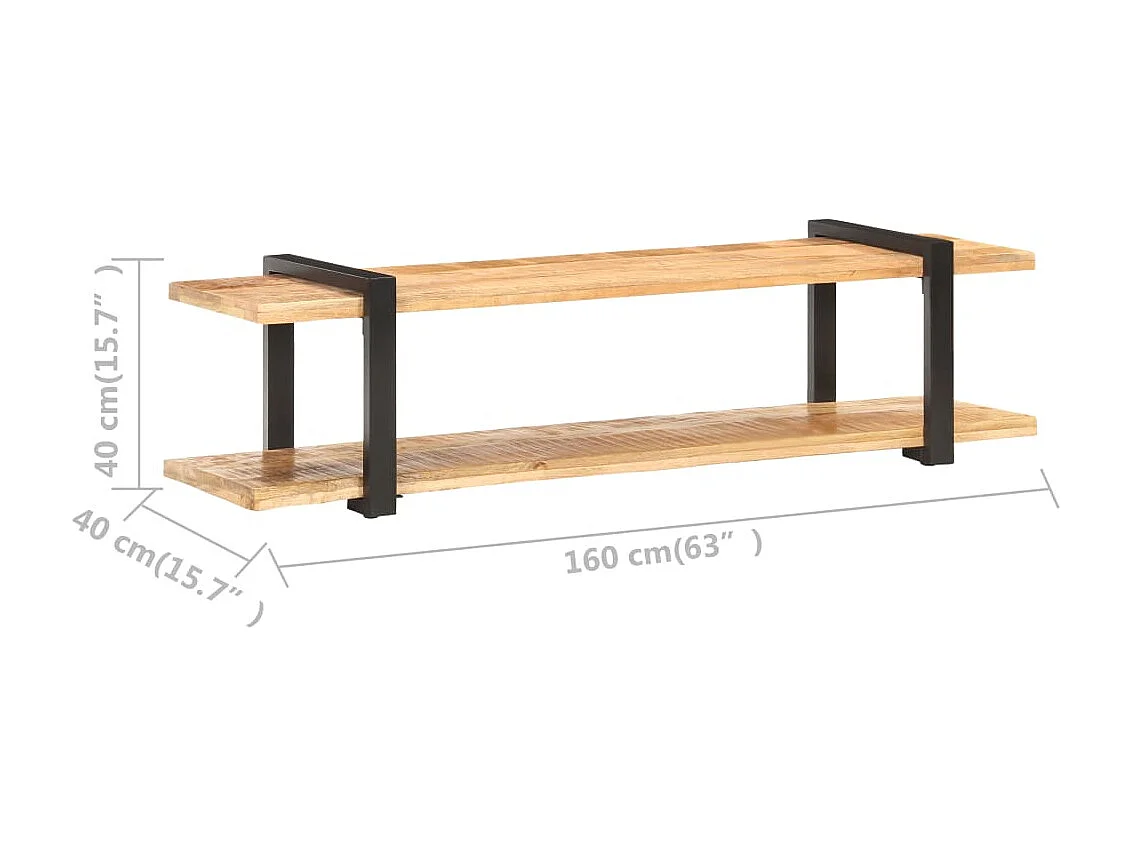 Mueble TV multimedia estantería para televisión buffet para televisión comedor salón dormitorio 160 x 40 x 40 cm madera maciza de mango en bruto marrón 02_0026073