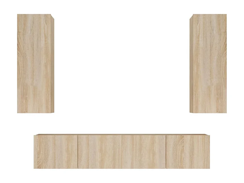 Conjunto de muebles mueble aparador TV televisión salón dormitorio salón 4 piezas roble Sonoma madera contrachapada marrón 02_0024824