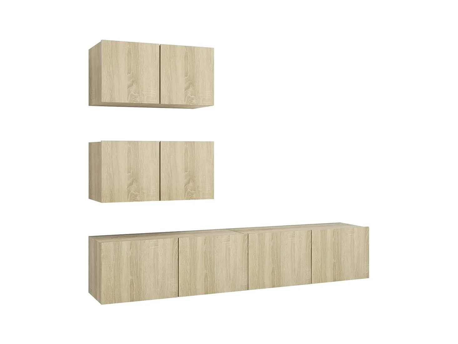 Conjunto de muebles mueble aparador TV televisión salón dormitorio salón 4 piezas roble Sonoma madera contrachapada marrón 02_0024809