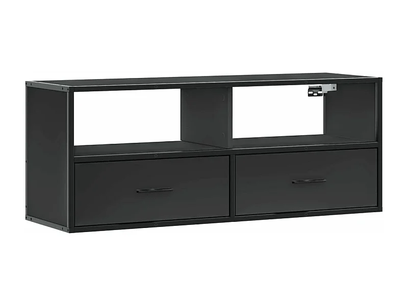 Mueble TV multimedia estantería para televisión buffet para televisión comedor salón dormitorio 100 x 31 x 39,5 cm madera contrachapada y metal negro 02_0025440