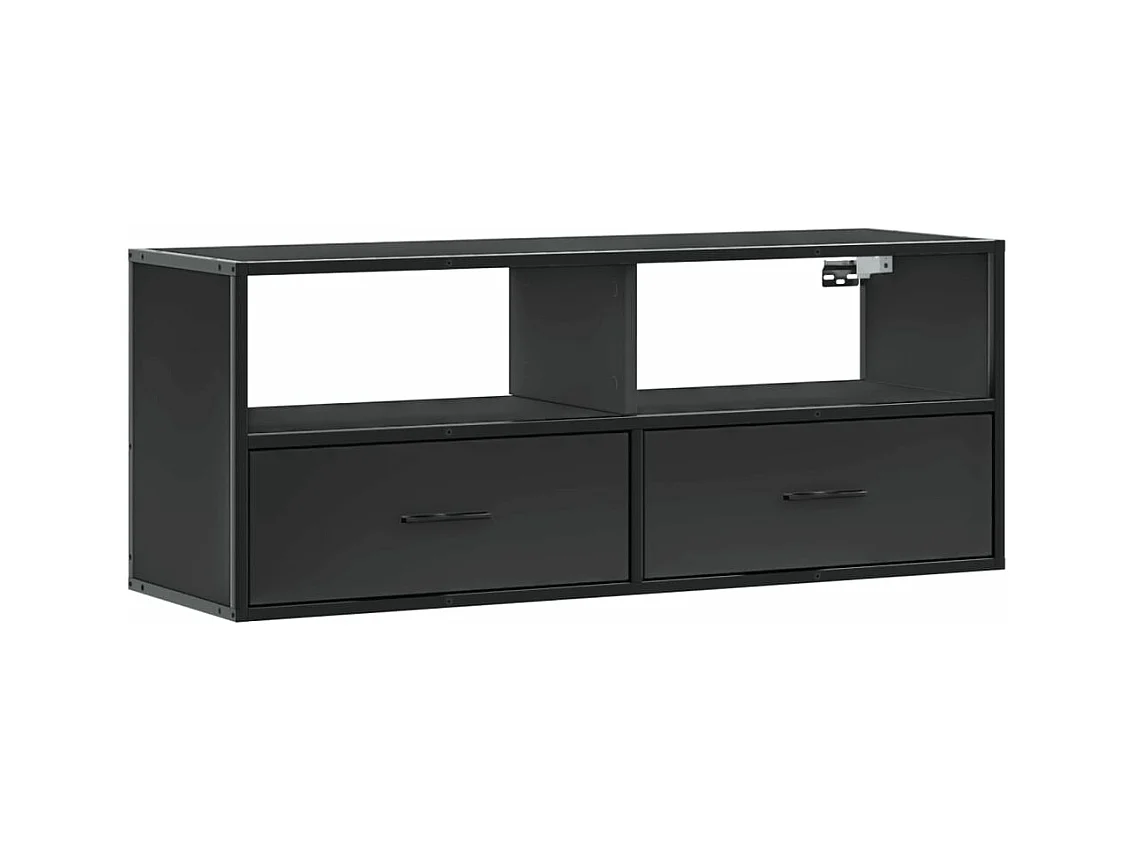 Mueble TV multimedia estantería para televisión buffet para televisión comedor salón dormitorio 100 x 31 x 39,5 cm madera contrachapada y metal negro 02_0025440