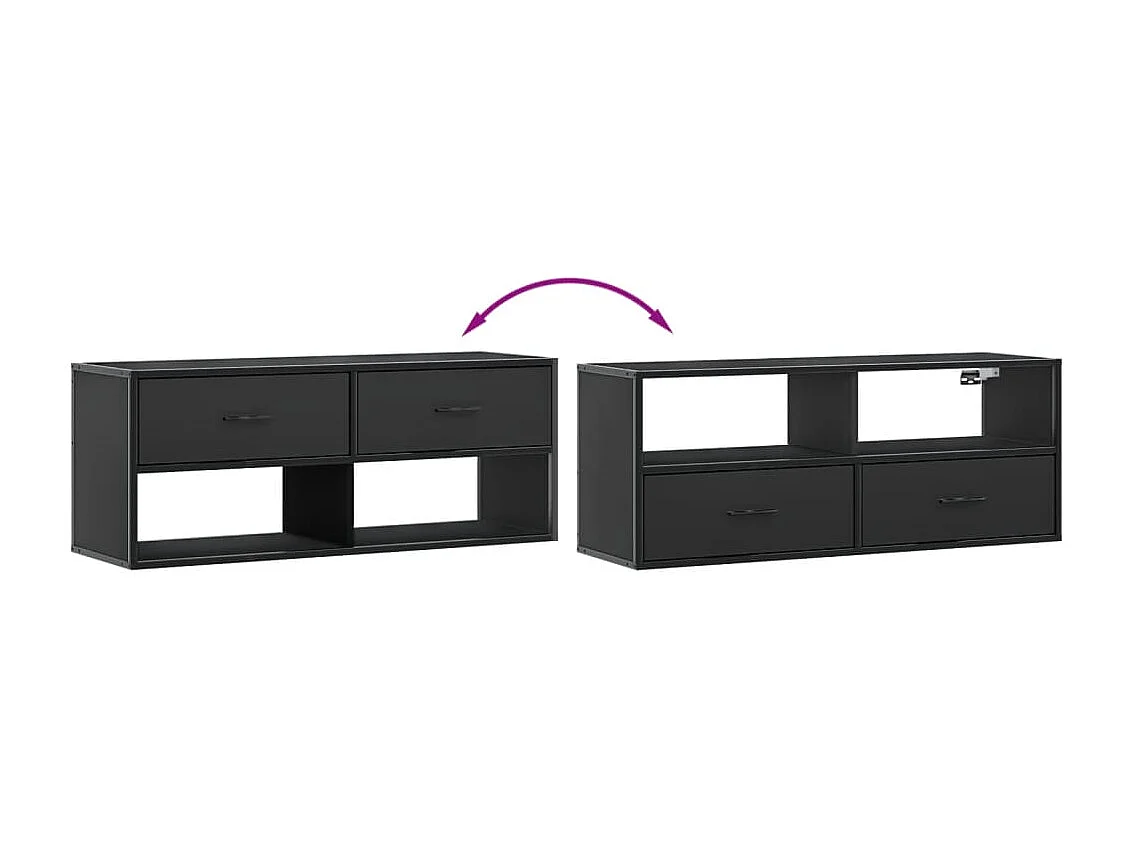 Mueble TV multimedia estantería para televisión buffet para televisión comedor salón dormitorio 100 x 31 x 39,5 cm madera contrachapada y metal negro 02_0025440